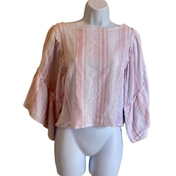 Romeo and Juliet Couture Pink and White Cotton Top - Picture 1 of 9